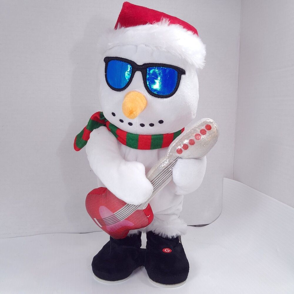 Gemmy Rockin Snowman Animated Plush Sunglasses Guitar Plays Jingle Bells rock